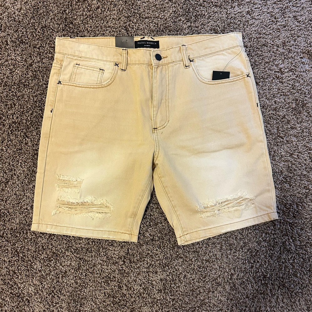 SAINT MORTA® - Men’s Nomads Distressed Jean Shorts - size 34